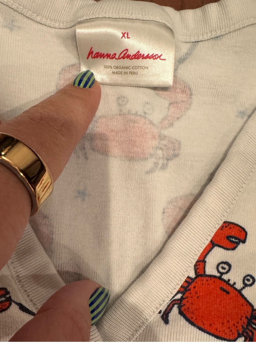 Hanna Anderson Women’s White and Red Crab Print Pajama Short Set size XL - Picture 6 of 7